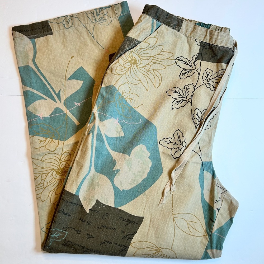 Hearts of Palm Women's Floral Patchwork Linen Blend Pants Size 14